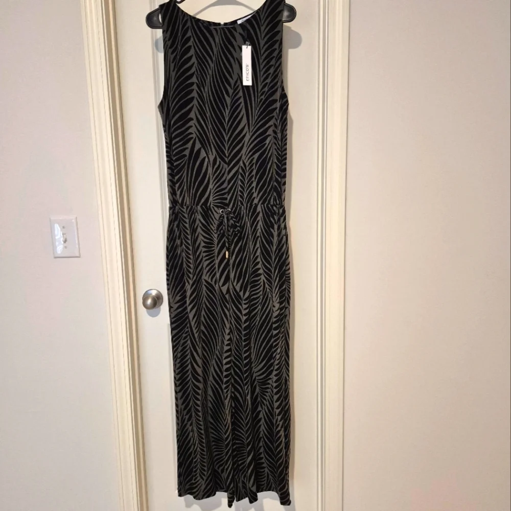 Chico's Olive & Black Sleeveless Jumpsuit Medium 1 NWT - Picture 4 of 10